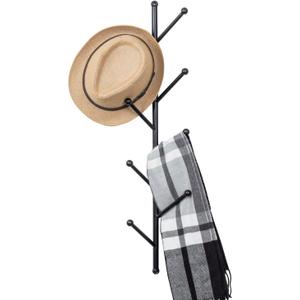 Wall Mounted Black Metal Hat and Coat Hanger Tree, Hanging Garment Rack with Branch Style Hooks