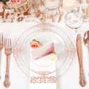 YOUBET 700PCS Rose Gold Plastic Dinnerware Set for Wedding Party