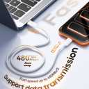 3 x Kuulaa USB-C to USB-C Cable, 60W Fast Charging Cable, PD 3.0 Compatible with iPhone 17 Pro Max 16 15, Samsung Galaxy S25, MacBook, iPad, Pixel, Switch, Xiaomi, Black, Nylon, 1m + 1m (White)