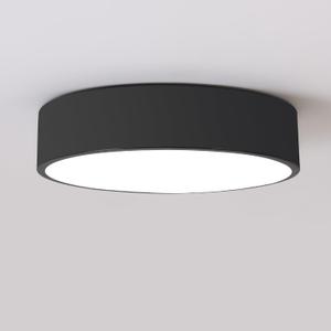 POLITAMP Black LED Flush Mount Ceiling Light,Modern Round Lighting Fixture, Dimmable Ceiling Lamp for Hallway,Kitchen,Entryway,11.8 Inch