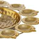 Diya Shape Decorative Urli Bowl for Home Metal Handcrafted for Floating Flowers and Tea Light Candles Home,Office and Table Decor| (Gold Polish urli Bowl 12 inch)