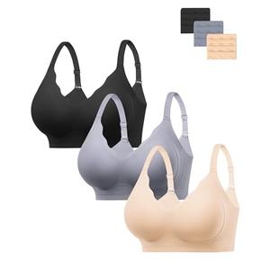 HBselect Jelly Bras for Women No Underwire 3PCS Comfort Wireless Push Up Bras Seamless Scalloped Lift Everyday Bralettes
