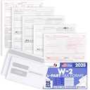 W2 Forms 2025 with Envelopes, 4 Part Kit for 25 Employees of Laser W2 Tax Forms IRS-Compatible with 3 W3s, Compatible with Quickbooks Software, Includes 25 Self-Sealing Envelopes