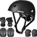 USTINE Kids Bike Helmet Set, Skateboard Helmet, Adjustable Sports Helmet, Protective Gear Set Knee Elbow Wrist Pads for Kids Youth Multi-Sports Scooter Roller Skate Cycling Rollerblading
