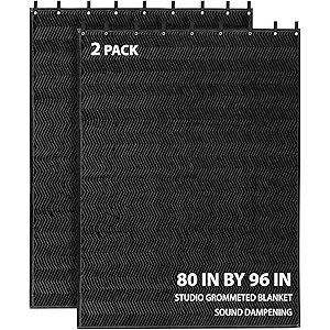 2 Pcs Large Sound Dampening Blanket,96" x 80" Soundproof Blanket with Grommets,850GSM Heavy Duty Studio Sound Absorption Blankets,Acoustic Blanket Noise Reduce for Room,Light Blocker,Moving Blankets