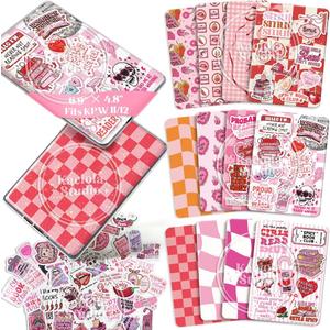 Kaciola 12PCS Inserts Cardstock Paper for E-Reader, and 50PCS Scrapbook Stickers for Clear Case, 6.9"x4.8" Smutty Theme E-reader Back Cover Insert Decorating Accessories for Paper White 11th-12th