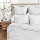 Levtex Home Mills Waffle Queen Bedspread Set (104x106in) with 2 Pillow Shams (26x20in) - Bright White - 100% Cotton Queen Size Bedspread Set - Lightweight, Soft, Pre-Washed