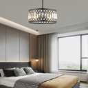Crystal Ceiling Lights 12 Inch Modern Semi Flush Mount Ceiling Light Fixture,Farmhouse Rustic Black Chandelier for Bathroom Corridor Entrance Kitchen Dining Room Living Room Foyer(3 Light)
