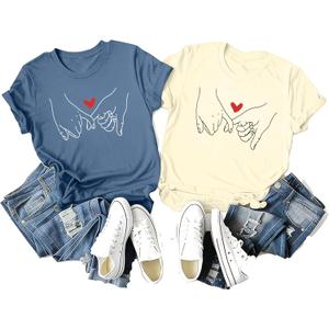Couple Matching Shirt His Queen Her King Print T-Shirts Honeymoon Graphic Tees Short Sleeve Valentine's Day Gift Tops (XXL), XX-Large, Apricot(women)