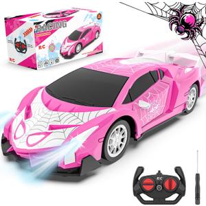 SKBOSRJIA Pink Remote Control Car for Girls 4-7, 2.4GHz Rc Cars for Boys Age 3-5, Ghost Spider Car with Headlights, Spidey Toys for 3 4 5 6 7 8+ Years Old Kids Girl Gift