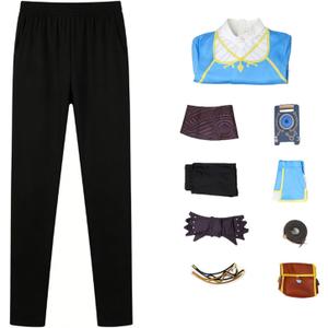 Women's Game Cosplay Princess Blue Outfit Uniform Full Set Halloween Party Costume (Large)