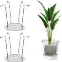 2 Pack Adjustable Height Planter Inserts for Large Pots, 9" Stainless Steel Plant Pot Insert with Chains, Soil-Saving Planter Filler Support for Tall & Short Pots, Use Less Potting Soil