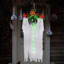 55 Halloween Hanging Animatronics Ghost Pumpkin with LED Lights, Sound & Motion Activated and Shaking Arms - Perfect for Halloween Haunted House Prop Dcor, Indoor/Outdoor Display, Lawn, Party 