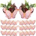 Tenceur 24 Pcs Butterfly Centerpieces for Tables Baby Shower Bridal Shower Centerpieces Butterfly Table Decorations for Wedding Birthday Themed Party Decor(Pink)