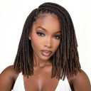 FAVE Soft Faux Locs Wig Synthetic Full Double Lace Dreadlock Wig Ombre Brown Braided Wigs for Black Women Dreads Wig for Women Natural Looking Big Head Friendly Natural Color,280g