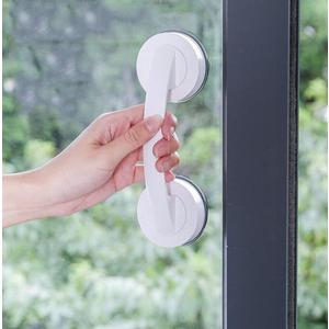 WANLIAN-Powerful Suction Cup Glass Mirror Door Handle, Refrigerator Drawer Bathroom Suction Cup Wall handrail, Bathtub Shower Handle Kitchen Drawer Cabinet Handle, White Large
