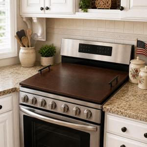 Noodle Board Stove Cover with Handles, Walnut, 29.2 x 21.7 Inch