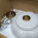 Milk Glass Ceiling Light Fixture - Antique Brass Semi Flush Mount Pendant Light for Kitchen, Hallway, and Bedroom 15 inch (White 15 inch)