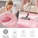 OLANLY Pink Round Rugs for Bedroom - Machine Washable, 4 ft Circle Area Rugs for Living Room, Soft and Fluffy Shaggy Carpet for Teen Girls and Boys, Nursery Rooms, Dorms, Home Decor Aesthetic