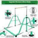 Foldable Gymnastics Kip Bar with Rings & Bar Pad, 3 FT–5 FT Adjustable Horizontal Bar for Kids, 7-Level Height, 300 LBS Weight Capacity, Indoor Home Gym Equipment