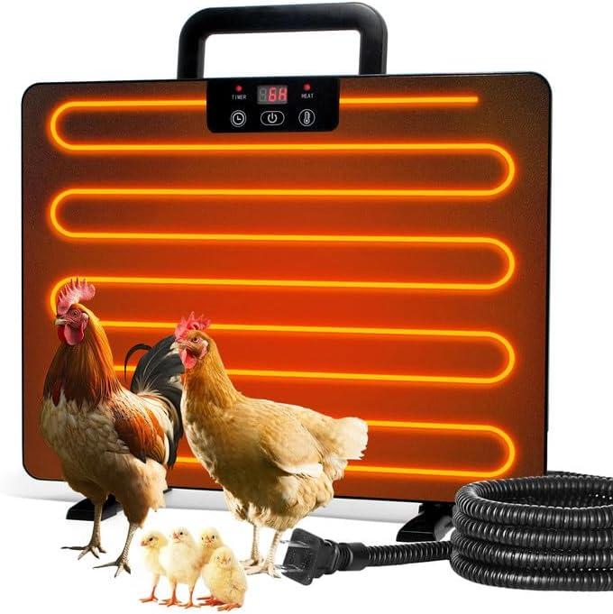 Chicken Coop Heater Radiant Heat Panel,Heat Warmer for Chicken Coop,Chicken Heater with Control Timing Function & Adjustable Temp for Chicken Kitten Pet Animal