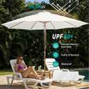 SUNNYARD 10FT Bamboo Patio Umbrella, UPF50+ Outdoor Umbrella, Off White