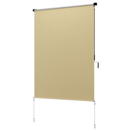 96" W x 72" L Outdoor Roller Shades - Extra Large UV Protection Blinds for Pergola/Gazebo, Cordless Design & Energy Efficient Patio Cover, Beige 