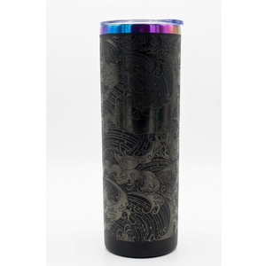 Rainbow Plated Stainless Steel Tumbler Straight Double Wall Powder Coated for Laser Engrave, 20oz Black To Iridescent