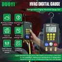 Digital Manifold Gauge Set Air Conditioning/Refrigerator Digital HVAC Gauges Double Pressure&Temp Test Air Conditioning Tools & Equipment Manifold HVAC with Tricolor Hose, 2 Pairs of Test Clamps