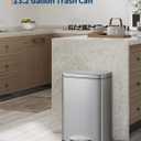 GarveeHome Stainless Steel Kitchen Trash Can, 13 Gal / 50 L Step-On Garbage Bin with Soft Close Lid, Large Rustproof Metal Trash Can for Kitchen, Silver