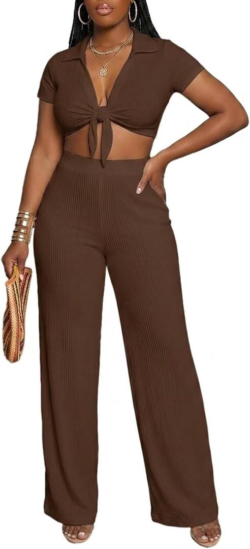 Aro Lora 2 Piece Sets for Women Going Out Wide Leg Pant Set