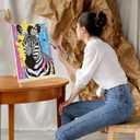 GHHKUD Zebra Paint by Numbers with Frame for Adults Beginners, DIY Animals Paint by Numbers for Age 6-12, Art on Canvas Gifts Home Wall Decor 8x12in