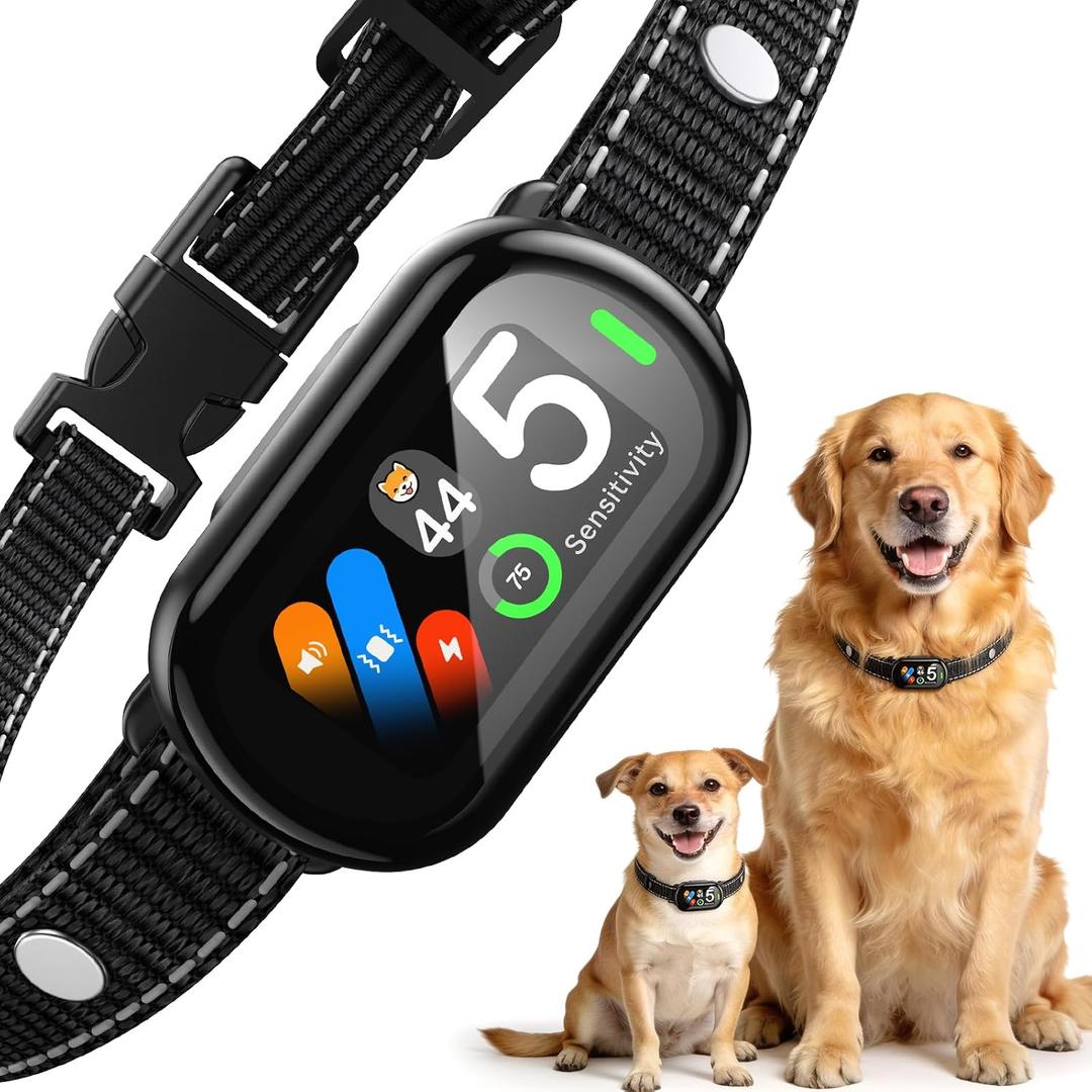 ZELLAR Smart Bark Collar for Large Medium Small Dogs, Anti Barking Device with Beep & Vibration & 5 Training Modes, Adjustable Sensitivity, IP67 Waterproof, Barking Collar for Indoor Outdoor Use