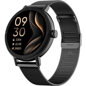 TOOBUR Smart Watch for Men Women with Two Bands, 40mm HD Smartwatch, Compatible with Android & iOS, Answer/Make Calls, Fitness Watch with Step/Sleep/HR Tracker, IP68, Stylish Gift, Black