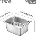 6 Set Stainless Steel Hotel Pans 1/2 Size 6 Inch Deep With Lids, Anti-Jam Chafing Steam Table Pans, Catering Food Storage Metal Pan