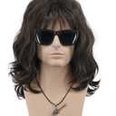 VGbeaty 70s 80s Punk Rocker Party California Wig Men Women Long Wave Dark Brown Halloween Costume Cosplay Wig