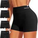 Boy Shorts Underwear for Women High Waisted Panties Cotton Boxer Briefs Full Coverage 4 Pack (Large, Black)