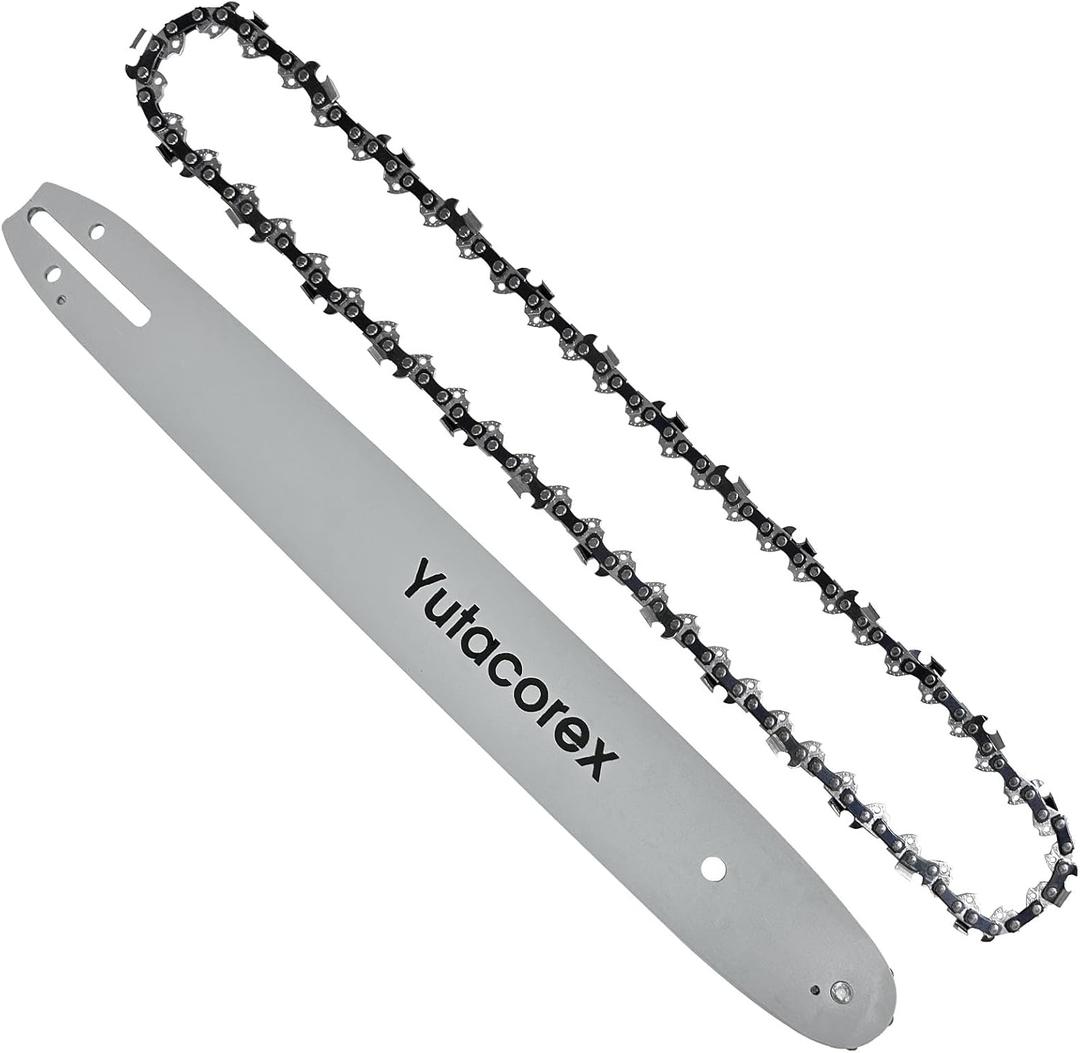 16inch Chainsaw Guide Bar and Chain Combo, Replacement Accessories Fits Milwaukee 48-09-3001, Fits EGO CS1604; CS1600,Fits DEWALT DCCS670B, 16'' Chain- 3/8'' .043'' 56 Drive Links (1 Chain+1 bar