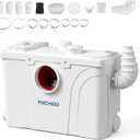 800W Macerator Pump, Macerating Toilet System with 4 Inlets/1 Outlets, 48 GPM Flow, 29.5 FT Head, PCB Smart Control Sewage Pump for Basement, Sink, Toilet, Laundry, Kitchen