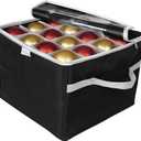 ProPik Christmas Ornament Storage Box, Organizer Holds Up to 48 Xmas Balls with 3 Separate Removable Trays, Container has Dividers to Organize Holiday Tree Ornaments (Black)