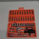 Egofine 46 Pieces 1/4 inch Drive Socket Ratchet Wrench Set, with Bit Socket Set Metric and Extension Bar for Auto Repairing and Household, with Storage Case