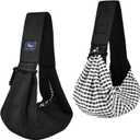 CUBY Dog and Cat Sling Carrier - Hands Free Reversible Pet Papoose Bag - Soft Pouch and Tote Design - Suitable for Puppy, Small Dogs Cats Outdoor (Black Senior, Unadjustable Strap)
