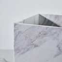 White Marble Wastebasket, Natural Rectangular Trash Can, Luxury Durable Real Stone Storage Basket, Elegant Garbage Container for Bathroom, Home Office, Living Room