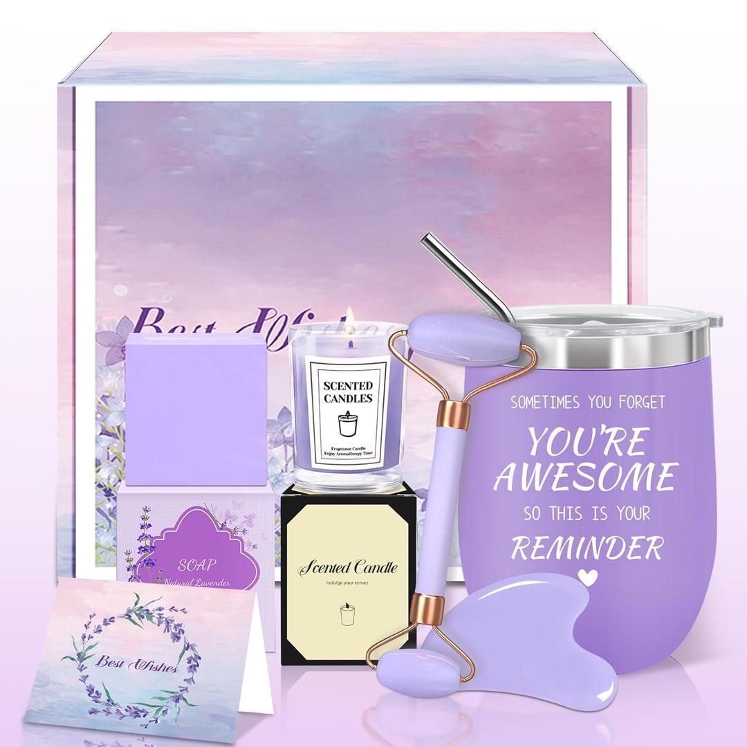 Gifts for Women, Spa Self Care Get Well Soon Gifts with Gua Sha Facial Tools, Thank You Gift for Wife, Coworkers, Friends, Gift Basket for Birthday Anniversary, Mother's Day, Thanksgiving, Christmas