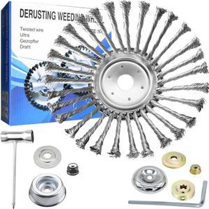 10 Inch Unbreakable Wired Trimmer Blade for Weed Eater, Steel Wire Rotary Brush Cutter Trimmer Head, Weed Eater Head for Moss Grass Rust Removal, Paving Stone, Pavement Joints or Driveway