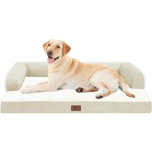 Large Dog Bed Orthopedic Washable - Waterproof with Removable Cover - Memory Foam - XXL Large Big Dogs - Beds Bolster Pet - Couch Sofa - Beige Dog Bed