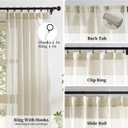 Natural Pinch Pleated Semi Sheer Curtains Textured Linen Blend Light Filtering Back Tab Window Curtains for Living Room Bedroom Slub Yarn Pinch Pleat Drapes with Hooks 2 Panels, 40" Wx95 L