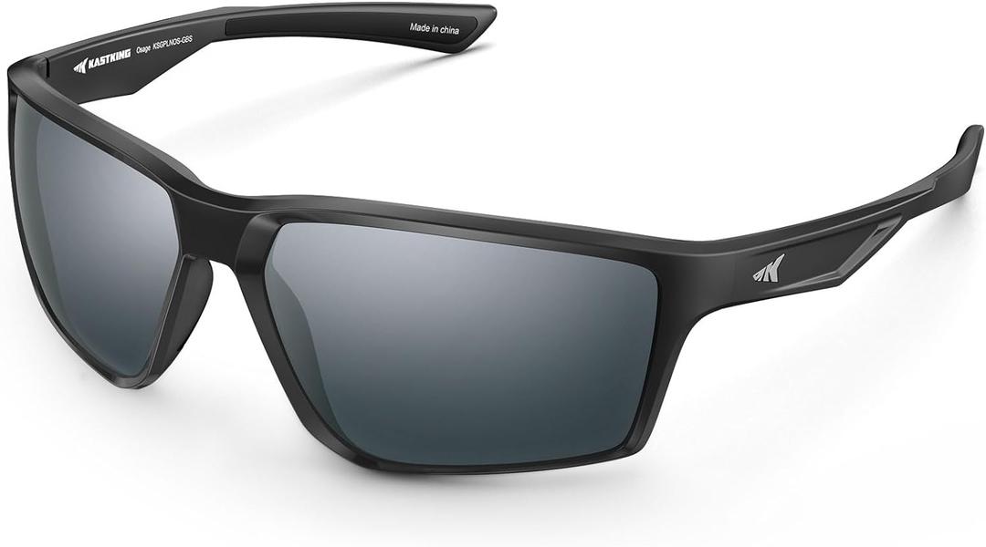 KastKing Osage Polarized Sport Sunglasses for Men and Women, Ideal for Driving Fishing Cycling Running, UV Protection (Frame: Black /Lens: Smoke)