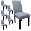 JQinHome 6 Pcs Dining Chair Slipcover,High Stretch Removable Washable Chair Seat Protector Cover for Home Party Hotel Wedding Ceremony(Light Grey)