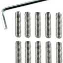 Cone Point Screw LUORNG 10PCS 1/4-20 x 1inch 304 Stainless Steel Allen Head Screw, Hex Hexagon Socket Flat Point Set, End Grub Headless Bolt with Hex Drive Wrench 3 in pack